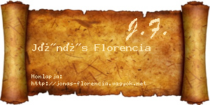 Jónás Florencia névjegykártya